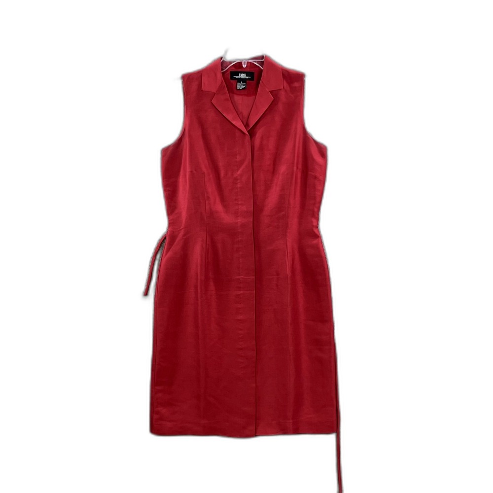B. Moss Silk Shirt Dress Women 8 Sleeveless Notch Collar Belted Waist Minimalist